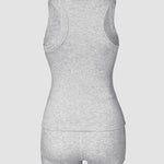 2PCS Micro-Ribbed U-Neck Tank Top & Boxer Set Cozy Loungewear