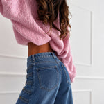 Women's Barrel Jeans High Waisted Side Button Denim Pants Distressed Washed Baggy Trousers Retro Y2K Streetwear