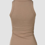 ChicMe Built-in Bra 2 Piece Athletic Tank Tops for Women Ribbed Tank Top