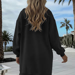 Long Sleeve Kangaroo Pocket Design Zipper Side Pullover Sweatshirt Casual Faux Two Piece Side Slit Longline Drawstring Hoodie Top