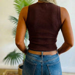 Rhinestone Decor O-neck Sleeveless Tee Slim Fit Ribbed Tank Top