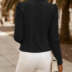 Women's Shawl Collar Crop Jacket Argyle Cable Knit Textured Slim Fit Short Blazer Elegant Single Breasted Work Outwear