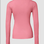 Crewneck Half Zipper Flap Detail Knit Sweater Long Sleeve Slim Fit Ribbed Pullover Top