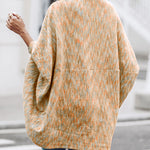 Colorful Waffle Knit Open Front Coat Batwing Long Sleeve Cardigan