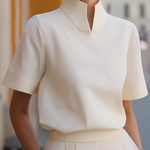 Stand-collar Short-sleeved Top