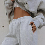 Two Piece Outfits Casual Lounge Sets Hoodied Pullover with Drawstring Tracksuit Sweatsuit