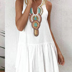 Printed Pleated Sleeveless A Line Mini Dress Beach Dresses