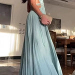 Margovil Sleeveless Cut Out Open Back Pleated Maxi Dress