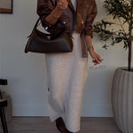 Margovil Vintage Lapel Zip Up Faux Leather Moto Jacket