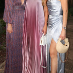 Margovil Strapless Tube Gradient Ombre Satin Maxi Party Dress