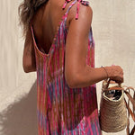 Margovil V Neck Tie Shoulder Pockets Tie Dye Cami Jumpsuit