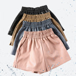 Margovil Elastic Waist Pocketed Faux Leather Shorts