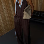 Margovil Drawstring Waist Pocketed Satin Pants
