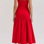 Margovil U Neck Sleeveless Ruffle Bodycon Midi Dress