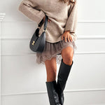 Drop Shoulder Long Sleeves Slouchy Sweater