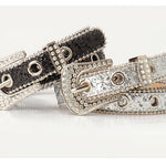 Trendy and unique rhinestone buckle women's belt