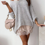 Margovil V Neck Drop Shoulder Slouchy Pullover Sweater
