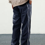KZZ Men's Letter Patchwork Side Stripe Drawstring Waist Pants