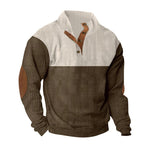 KZZ Men's Color Block Casual Hoodie, Half-Zip Long-Sleeve Sweatshirt