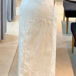 Charming Lady Linen Blend Floral Embellishment Tank and High Rise Pocketed Slit Skirt Set