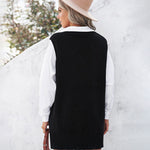 Solid Color Loose V-neck Sleeveless Vest Sweater Dresses