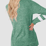 Striped Print Plus Size Blouse Casual Plain Color Tunic Tops