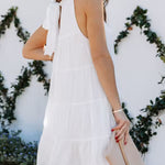 Sleeveless Loose Plain Mini Dresses Mock Neck Layered Ruffled Loose Flowy Swing Short Tank Dress