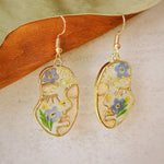 Pressed Flower Earrings -Abstract Face Forget Me Not Flower