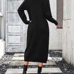 Sweater Maxi Dress Long Sleeve Button V Neck Knitted Dresses Oversized Loose Fashion Streetwear