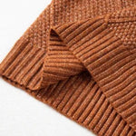 Round Neck Long Sleeve Drop Shoulder Pullover Sweater Casual Loose Fit Cable Knit Mid Length Sweater