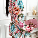 Women's Floral Print Blazer Casual Single Breasted Suit Coat Retro Oil Painting Floral Long Sleeve Coat with Belt