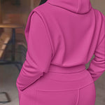 2 Pieces Outfit Long Sleeve Crop Drawstring Hoodie Sweatshirt with Thumb Hole Cuffs and Casual Drawstring Elastic Waist Wide Leg Sweatpants Set