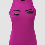 Eyelash Print Casual Tank Top