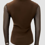 Sheer Mesh Spliced Long Sleeve Slim Fit Sexy Top