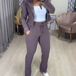Women's 2 Piece Blazer Set Cropped Double Breasted Coat and Drawstring Pants