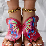 Colorblock Butterfly Print Toe Post Slippers