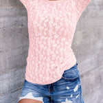 Women's Floral Lace Sheer Long Sleeve Top with Thumb Holes