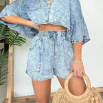 Women's Casual Washed Denim Tencel Set