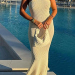 Margovil Halter Open Back Hollow Out Knit Bodycon Maxi Dress