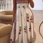 Margovil Square Collar Splice Floral Print Swing Maxi Cami Dress