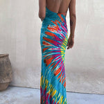 Margovil Sleeveless Halter Backless Maxi Tie Dye Dress