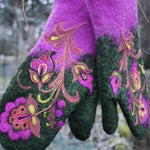Margovil Christmas Gift Flower Embroidery Mittens