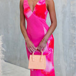 V Neck Sleeveless Floral Print Maxi Dress