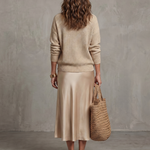 Luciana™ | Bias Fall Satin Skirt Knit Layer Set