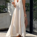 Sleeveless V Neck Lace Up Loose Holiday Beach Dress
