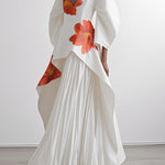 A-Line Loose Flower Print Pleated V-Neck Maxi Dresses
