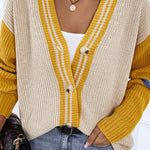 Striped Colorblock Knit Cardigan Sweater