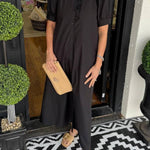Women's Solid Puff Sleeve Button-Up Shirt Dress