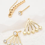 3pcs Faux Zircon Stud Earrings & Ear Climbers Set