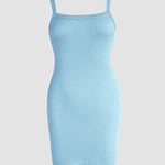 Bandeau Spaghetti Strap Sleevless Mini Dress Casual Slim Fit Bodycon Dress